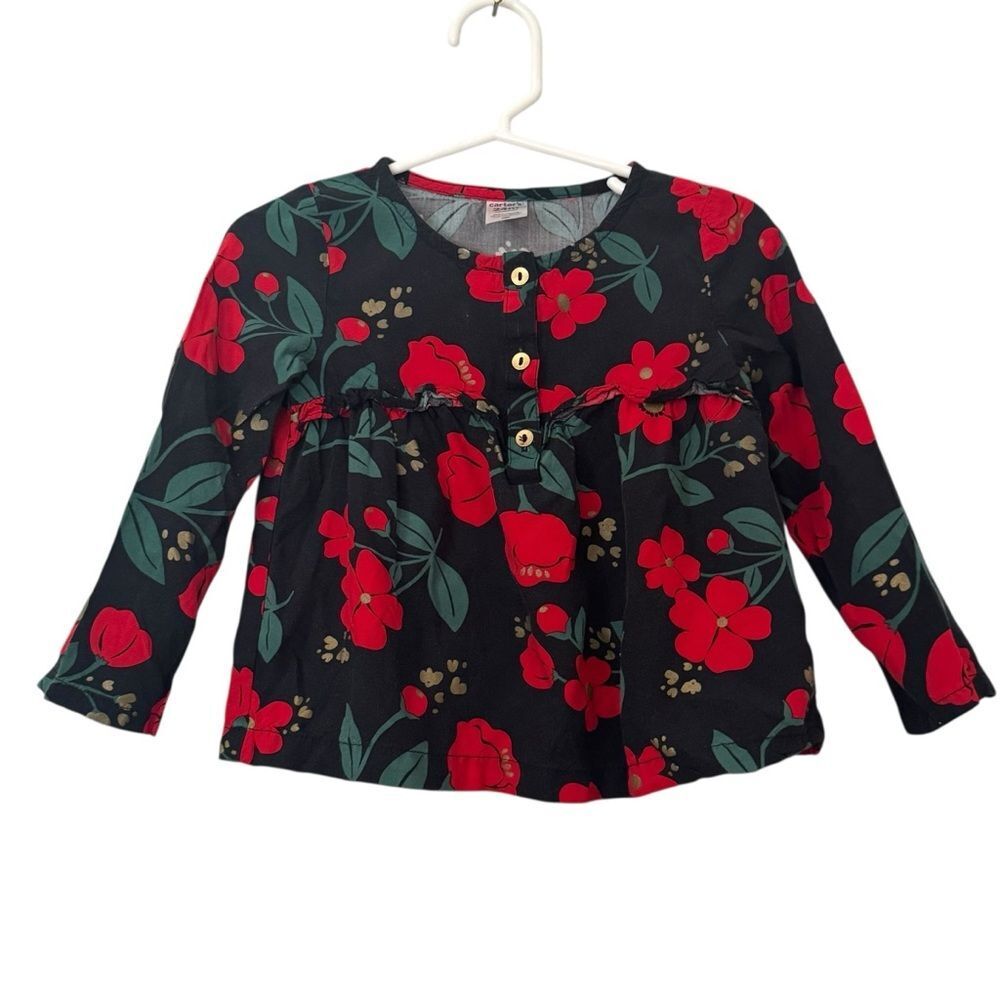 Kid's Carter's Black and Red Floral Kids Blouse